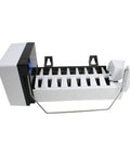 Effortless Refrigerator Ice Maker Replacement For PS2121513 Durable High Quality Unit With Easy At Home Installation And Long Lasting Performance That Fits Many Refrigerator Models To Save Money And Downtime For Busy Kitchens. Side view of white plastic refrigerator ice maker with metal arm
