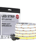 FCOB COB LED Strip Tunable 3000K To 6000K UL Listed 24V 16.4 Ft 640 LEDs Per Meter CRI 90 Plus No Fuss Dimmable Tape Lights