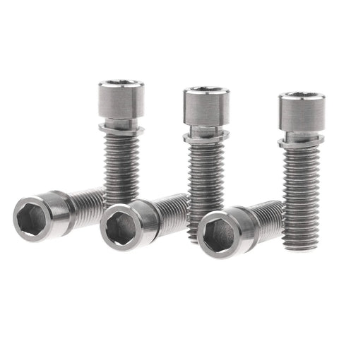 M8x25mm titanium bolts with washers for BMX stem, pack of 6, front view