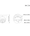 Technical drawing of Thermal And Visible Dual Channel Mini Turret AI IP Camera With Temperature Measurement, dimensions labeled
