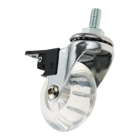 Slick Clear Pu Office Chair Casters Running Heavy Duty Silent Brakes With A Screw Threaded Stem for smooth gliding on floors.