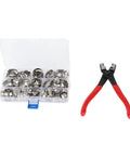 80 Piece Stainless Steel Hose Clamp Assortment Kit With Pliers And Case For Auto Work, Rust Proof Clamping Tools For Plumbing Or Repair Jobs No Leaks Guaranteed To Get The Job Done Right, open case
