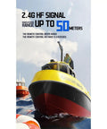 One Seventy Two Scale Proportional RC Tugboat for Pools and Lakes, Two Point Four GHz High Speed RC Boat With Dual Motors