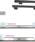 Full Extension Drawer Slides 2 Pack Silent Smooth Ball Bearing Rails, 14 inch, showing widths 27mm and 35mm in chrome steel