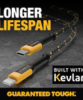 Ultra Durable USB A To Lightning Cable Apple MFi Certified Tough As Nails Fast Charging Charger Cord Kevlar material