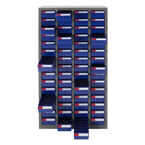 Rock Solid Heavy Duty Metal Parts Organizer Cabinet With Sixty Spacious Drawers Designed For Top Tier Hardware Storage And Easy Garage Workflow Backed By Cold Rolled Steel Construction And Impact Resistant Paint Finish
