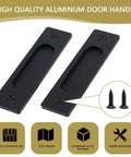 4 Pack Black Recessed Sliding Barn Door Pull Handles, Flush Finger Pull With Aluminum Alloy Construction, includes screws