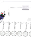 Linkable Under Cabinet LED Puck Lights 12V Slim Aluminum Dimmable Kit with wireless controller and six daylight white lamps