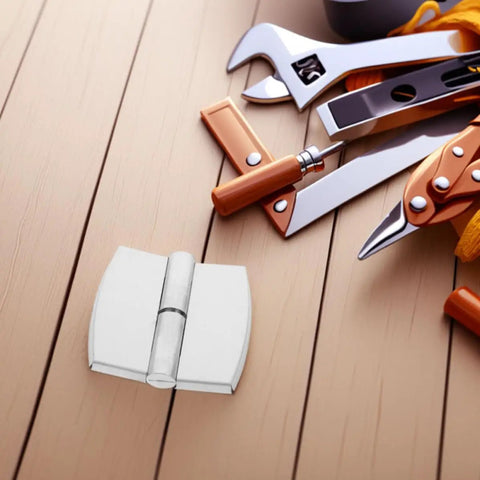 Self Closing Stainless Steel Door Hinges With Detachable Spring Design For Public Restrooms, placed beside tools