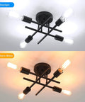 Semi Flush Mount Matte Black Sputnik Ceiling Light Fixture With Four E26 Sockets Perfect For Bedroom Kitchen Living Room And Dining Room