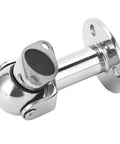 Stainless Steel Marine Magnetic Door Stopper With Self Aligning Rotating Head And Adjustable 3 5 To 4 5 Inch Length, close-up view.