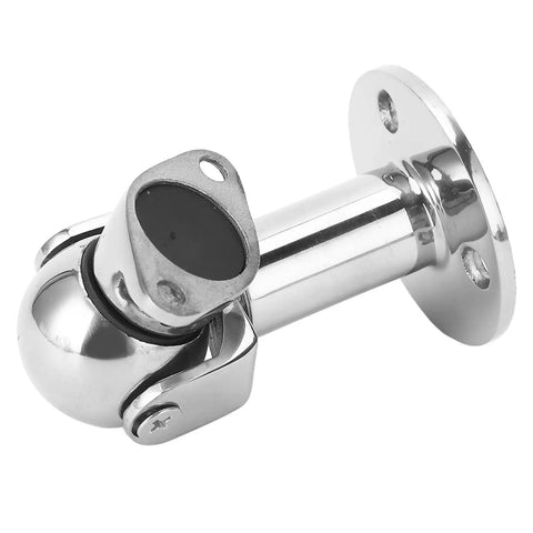 Stainless Steel Marine Magnetic Door Stopper With Self Aligning Rotating Head And Adjustable 3 5 To 4 5 Inch Length, close-up view.