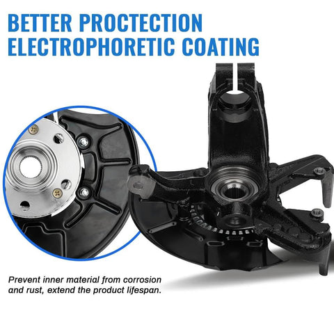 Front Left Wheel Hub Bearing And Steering Knuckle Assembly For VW Beetle Cabrio 2010 And Beetle 1998 To 2010 Golf 1999 To 2010 Jetta 1999 To 2005 Driver Side Replacement OEM Grade Heavy Duty Easy Install with Electrophoretic Coating