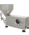 Heavy Duty Semi Automatic Gear Pump Paste Filler Machine With Commercial Grade Steel Frame No Fuss Operation For Pouring Thick Honey Jam Syrup And Rich Sauces Straight Into Jars Quick And Easy with large stainless steel hopper and controls.