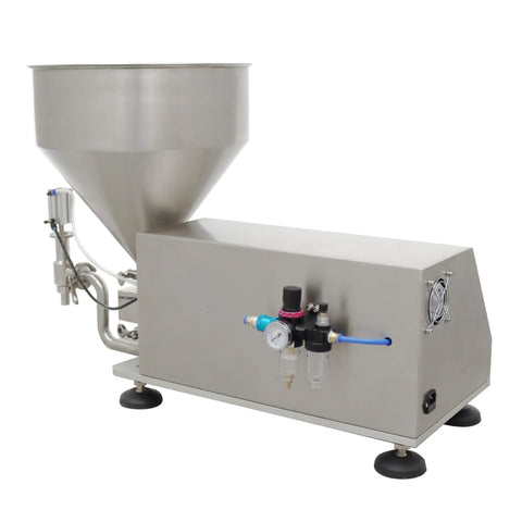 Heavy Duty Semi Automatic Gear Pump Paste Filler Machine With Commercial Grade Steel Frame No Fuss Operation For Pouring Thick Honey Jam Syrup And Rich Sauces Straight Into Jars Quick And Easy with large stainless steel hopper and controls.