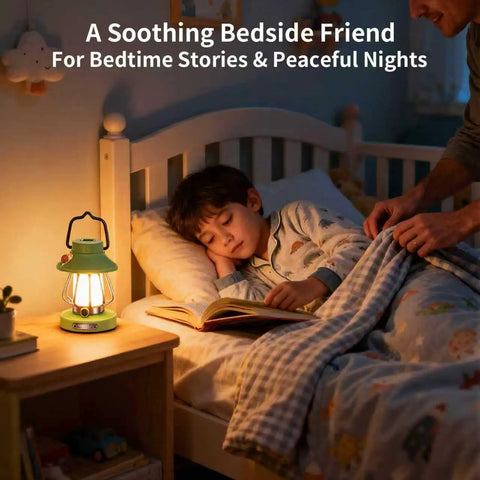 Kid Friendly Lantern With Three Color Modes And USB C Charging The Ultimate Night Light For Bedroom next to sleeping child