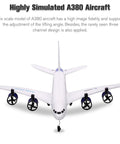 A380 RC Airplane For Beginners 2.4G 3CH Remote Control Plane Easy To Fly EPP Foam Fixed Wing Glider front view