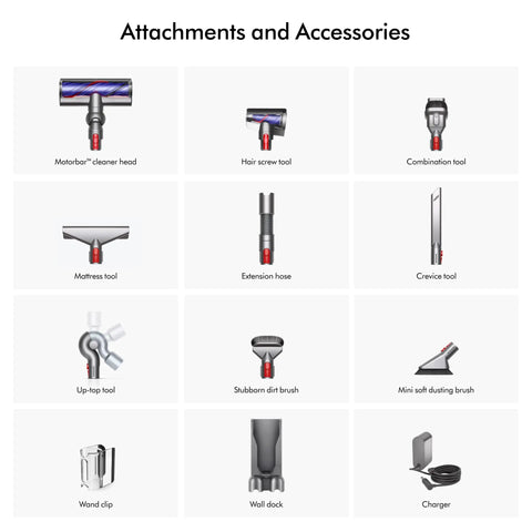 Attachments and accessories for V11 Extra Cordless Vacuum Cleaner With Up To 60 Minutes Run Time, 60 Percent More Suction