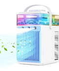 4 In 1 Portable Evaporative Air Cooler With App Control, Rechargeable Mini AC, 800ml Water Tank, Colorful Night Light