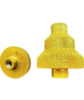 Gold M10 thread diamond core stepped pagoda drill bit with threaded shank for metal, two pieces shown