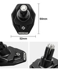 Beefy Kickstand Foot Extension Pad And Puck For Dirt Bikes, CNC Billet Aluminum, Wider Footprint To Prevent Sinking In Mud Or Sand, Compatible With KTM 125-530 XC XCW XCF XCF-W EXC EXC-F 2008-2023, Black, dimensions shown.