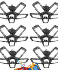 Six Pack 160W LED Garage Lights 16000 Lumens Crazy Bright Deformable Ceiling Shop Lights With Five Panels And One Center Panel 6500K
