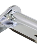 Close-up of Rock Solid Stainless Steel Spring Loaded Mud Flap Hanger showing chrome finish and rounded frame design.