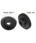 Mod 1 34T Pinion Gear With 8mm Bore Hardened Steel Motor Rack Spur Gear for RC Cars and Trucks shown at two angles