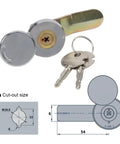 Round Cam Lock For Distribution Box And Cabinets, Heavy Duty Zinc Alloy Lock with keys and schematic diagram included