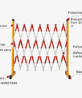 Built Like A Tank Retractable Traffic Barricade Featuring Smooth Glide Pulleys And A Quick Fold Stand, showing fence details.