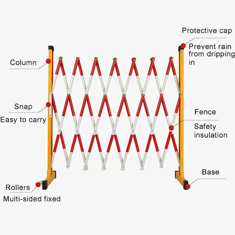 Built Like A Tank Retractable Traffic Barricade Featuring Smooth Glide Pulleys And A Quick Fold Stand, showing fence details.