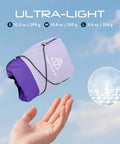 10L Trail Running Hydration Vest With Soft Flasks Purple S for ultraruns and endurance training, folded and lightweight in hand