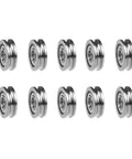 10 Pack MK8 U Shaped Extruder Bearing Set 4x13x4mm U604ZZ 604UU For 3D Printers Pro Grade Guide Rail Bearings on white