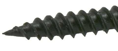 Slick Black Trim Screws 0.625 Inches With Square Drive And Sneaky Low Profile Head, detailed view of screw tip.