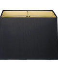 Rectangle Hardback Lamp Shade Dope Black With Gold Lining 7 By 14 Top 9 By 16 Bottom 11 Inch Slant Premium Linen Or Silk Shantung Fabric Off White Lining Standard Spider Fitter