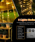 Solar Rope Light IP65 Waterproof 39Ft 100LEDs Outdoor String Lights for garden decoration with 8 light modes.