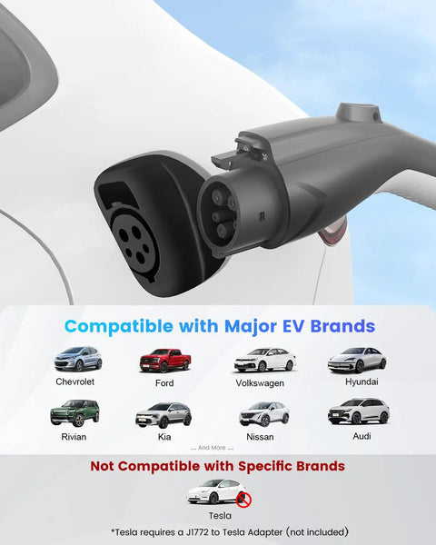 Level 2 EV Charger 24 Amp 240 Volt With 25 Foot Cable For Home Garage NEMA 14 30P Plug J1772 Non Tesla EV Compatible