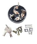 Ignition Switch For Hyster Clark Crown Daewoo Forklift Models 2394129 272041 108066 D147482 Aftermarket Replacement shown with keys and screws