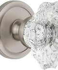 Circular Rosette Double Dummy With Biarritz Crystal Knob In Satin Nickel For Push Pull Doors Solid Brass Construction