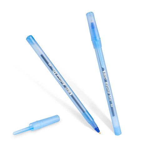 60 Count Blue Ballpoint Pens With Ultra Long Lasting Ink, Translucent Barrel For Easy Ink Check, Smooth 1.0mm Point, uncapped