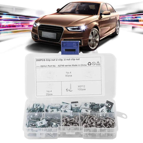 Manganese Steel Self Tapping Screws Kit For Motor Vehicles, 200 Pieces with car background