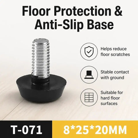 40 Piece Adjustable M8 Furniture Levelers With Round Base Floor Protectors Anti Slip Glides For Chairs Tables Cabinets