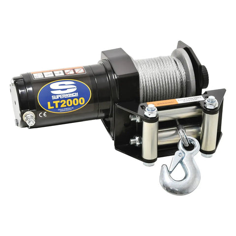 2000 Pound 12 Volt ATV Winch With Low Amp Permanent Magnet Motor, 153 To 1 Gear Ratio, Pull And Turn Freespool Clutch