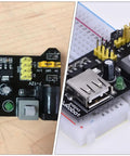 Portable 5V Breadboard Power Supply Module for MB102, 6.5 to 12V Input, Safe Up To 33V, Stabilized Output, Plug And Play Power Board on breadboard