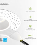 Trimless 4 Inch LED Recessed Downlight Canless 15W 120V Dimmable No Fuss Ceiling Light With J Box 5 CCT 2700K 5000K CRI 90 Plus IC Rated ETL Energy Star White Durable featuring twist-lock design and 5 CCT options