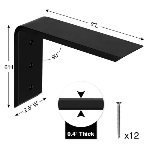 Beefy Heavy Duty Countertop Support Brackets Set Of 4, 6 By 8 Inch Metal Corbels For Bar Tops And Kitchen Islands, matte black