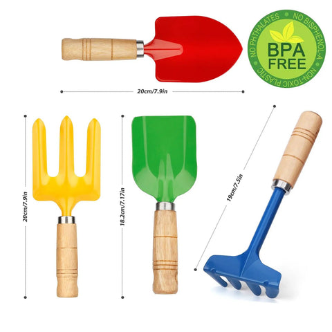 Beefy Built To Last Garden Tool Set With Shovel Trowel Rake And Fork Real Metal Tools With Hardwood Handles Outdoor Digging Gear.