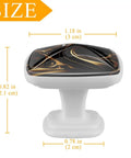 Abstract Marble Fluid Art Black Gold Drawer Handles 4 Pack Glass ABS Cabinet Pulls For White Cabinets With Size Details