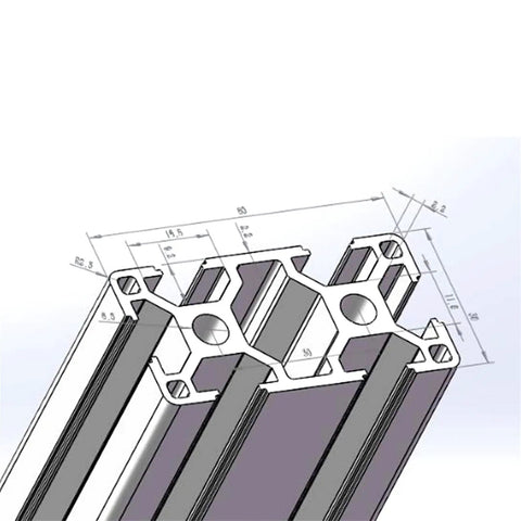 Premium 600mm 3060 Aluminum Profile Extrusion Rail For DIY CNC Router 3D Printer Workbench in detailed technical sketch view.