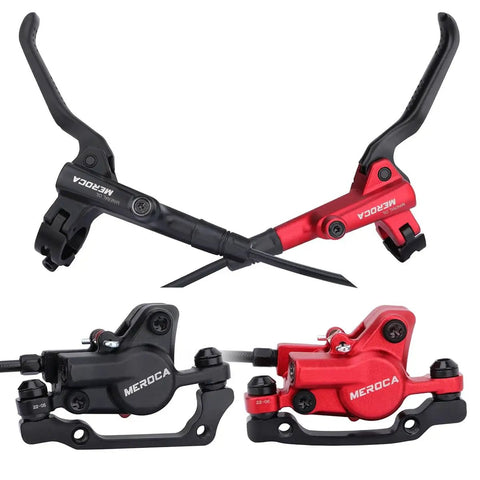 Killer Rear Hydraulic Disc Brake Kit With 1400Mm Line And Dual Pistons In Bold Red, featuring black and red calipers.